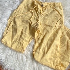 GAP Pale Yellow Wide Leg Linen Pant size 2